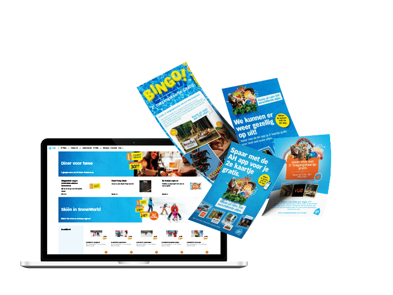Ticketcampagne Albert Heijn - 2e kaartje gratis sfeerbeeld laptop en tickets